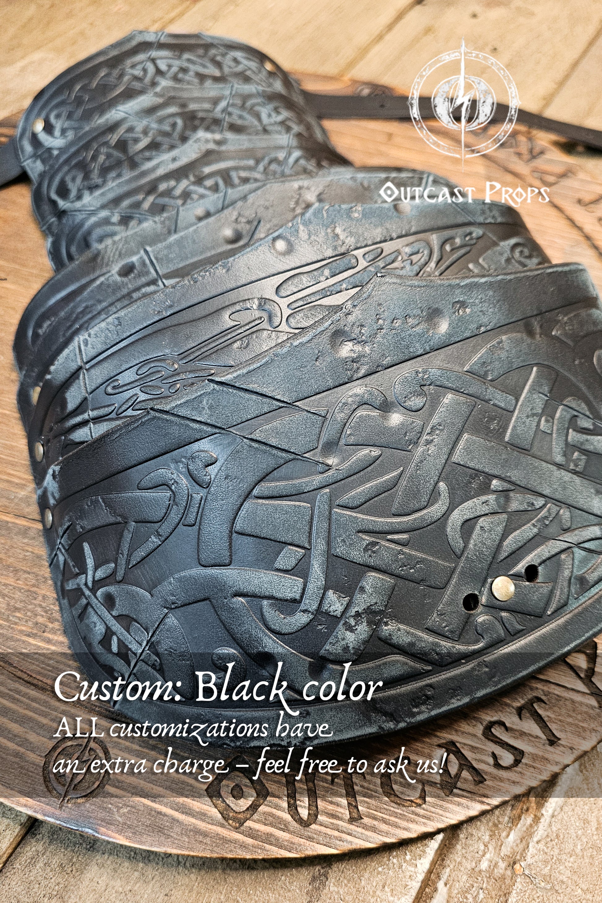 Handcrafted Viking Leather Shoulder Armor - Celtic Engraved Nordic Pauldrons for LARP & Cosplay