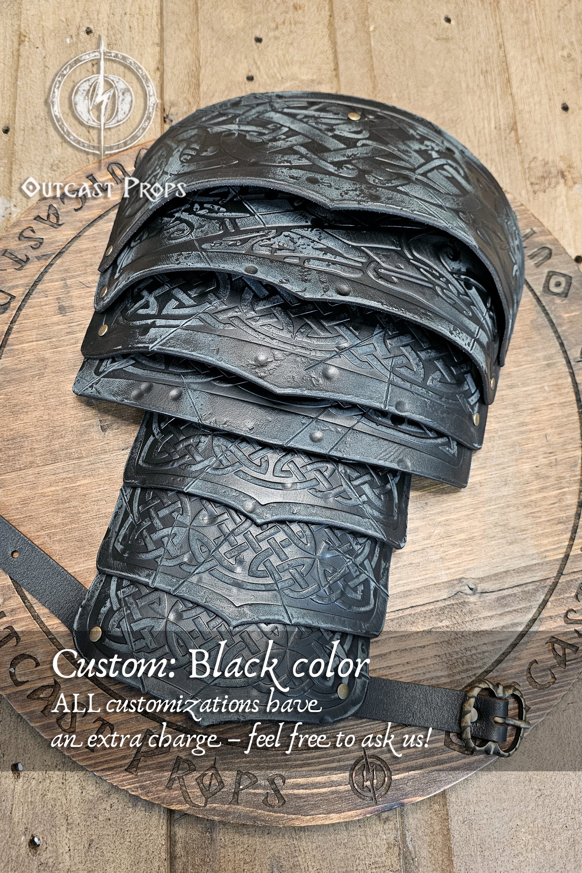 Handcrafted Viking Leather Shoulder Armor - Celtic Engraved Nordic Pauldrons for LARP & Cosplay