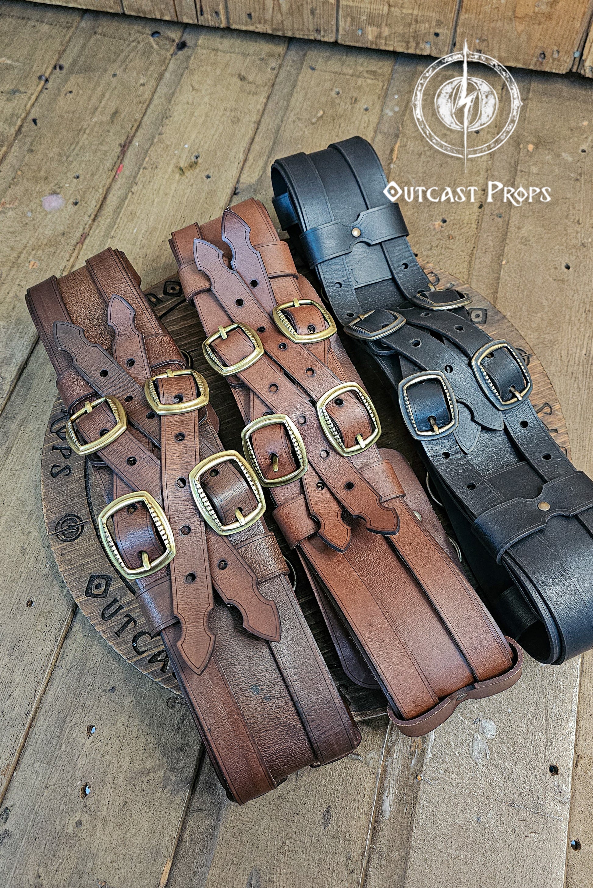 Adventurer Leather Belt for LARP, Pirate Belt, Alchemist Belt, Medieval Belt, Fantasy, Steampunk, Wide Leather Belt, Adjustable Belt