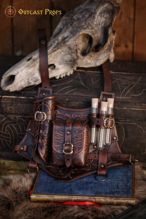 Adventurer thigh holder, leather leg harness | Modular LARP holster | Medieval belt pouch, potion holder, scroll case | Ren Faire accessory