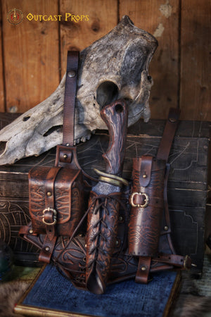 Adventurer thigh holder, leather leg harness | Modular LARP holster | Medieval belt pouch, potion holder, scroll case | Ren Faire accessory