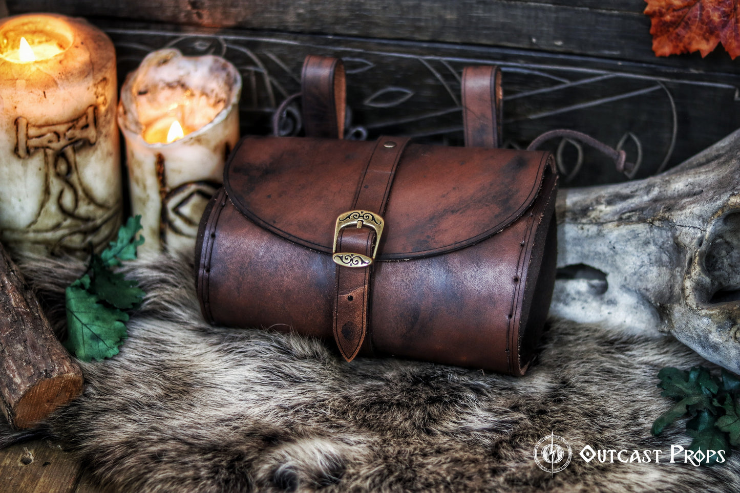Medieval leather Hip Bag Aged