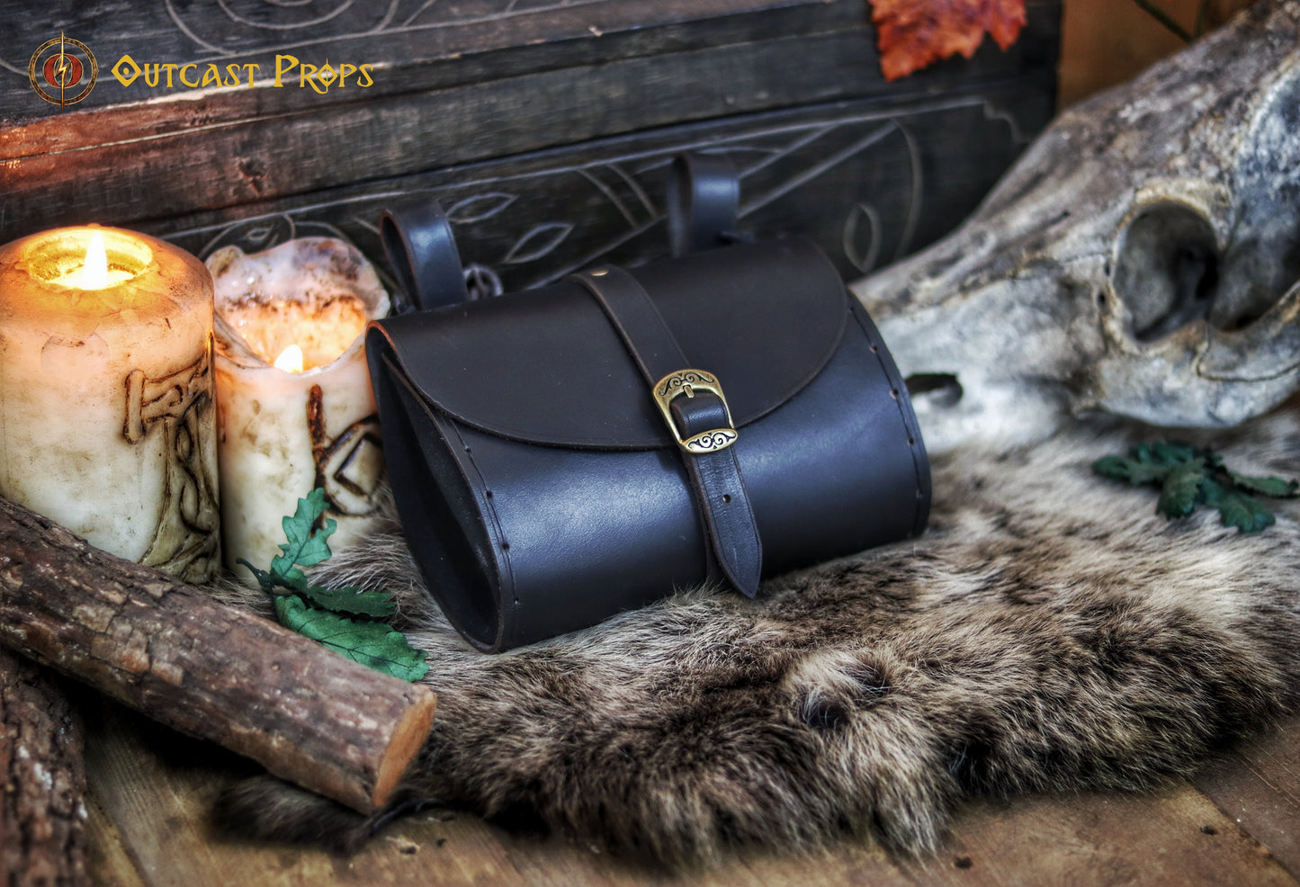 Medieval leather Hip Bag Aged