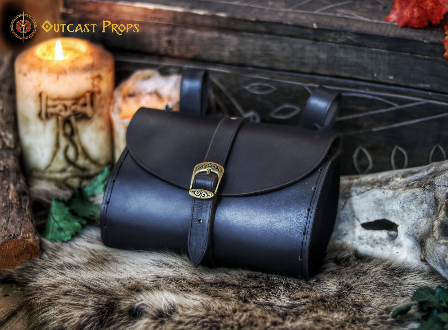 Medieval leather Hip Bag Aged