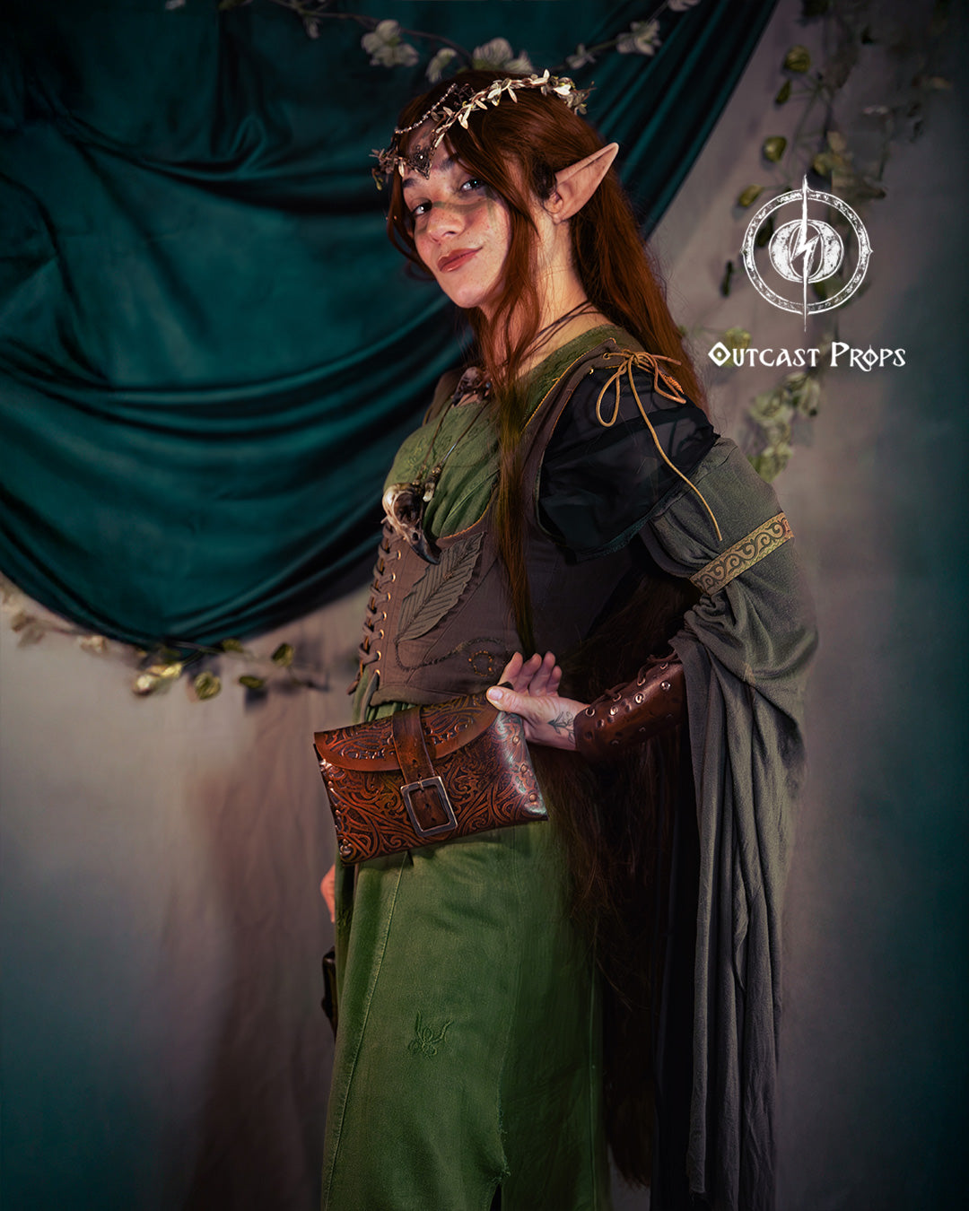 Arcane Hipbag Medieval Leather Hip Bag  Embossed and weathered in a premium style for Fantasy ren-fairs, cosplay, larp, fairies, renaissance