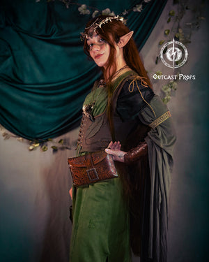 Arcane Hipbag Medieval Leather Hip Bag Embossed and weathered in a premium style for Fantasy ren-fairs, cosplay, larp, fairies, renaissance