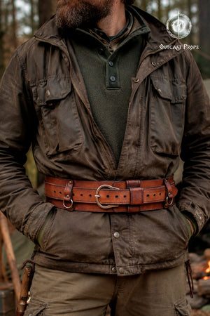 Bushcraft Leather Belt (Steampunk, Militar, LARP)