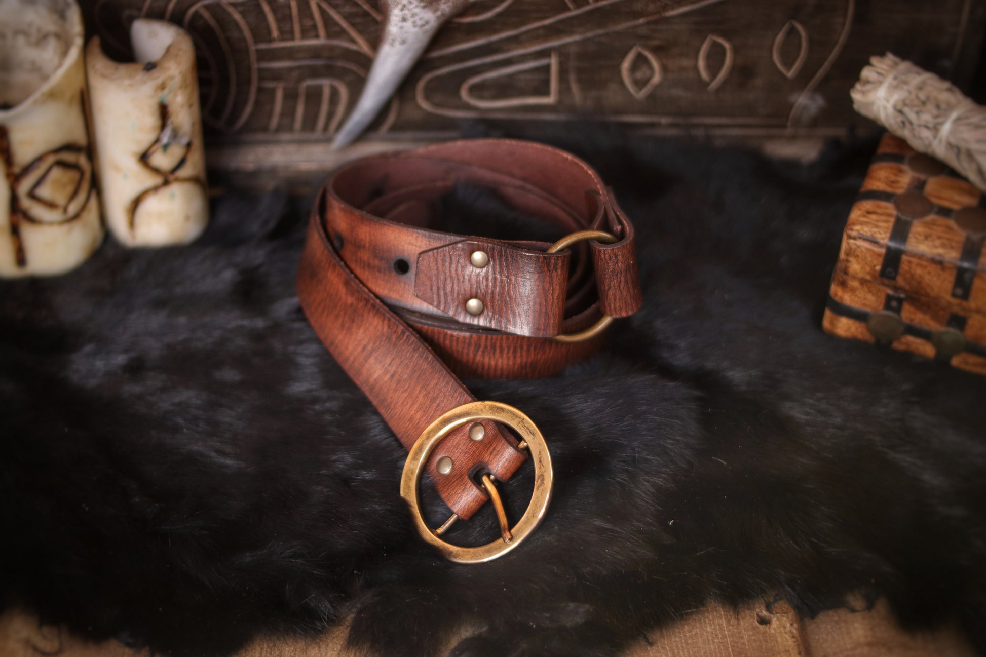 Handmade Leather long belt 40mm wide with Buckle and ring, Full-Grain Spanish Vegetable Tanned Leather with color options