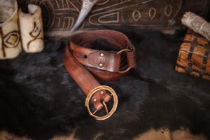 Handmade Leather long belt 40mm wide with Buckle and ring, Full-Grain Spanish Vegetable Tanned Leather with color options