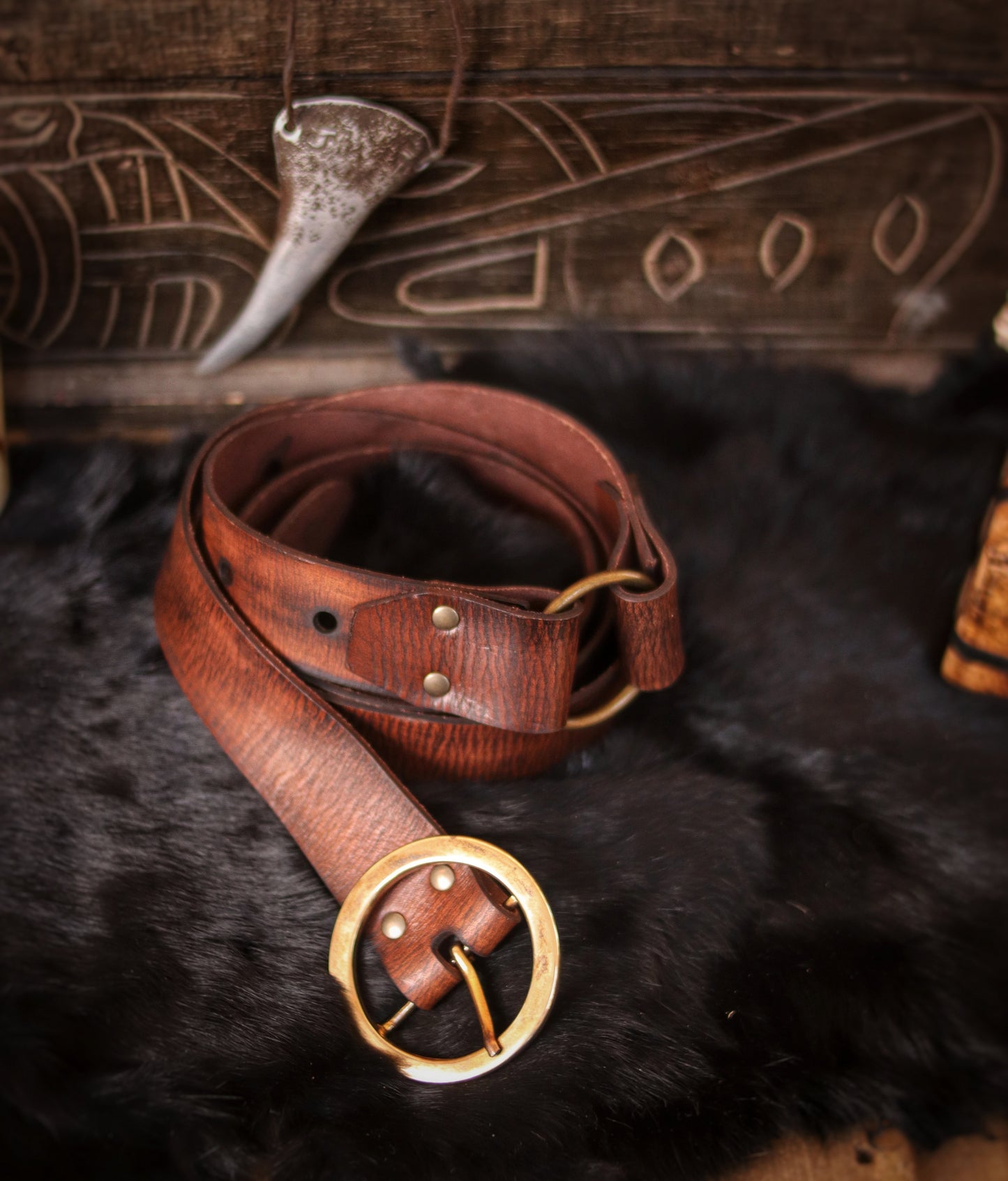 Handmade Leather long belt 40mm wide with Buckle and ring, Full-Grain Spanish Vegetable Tanned Leather with color options