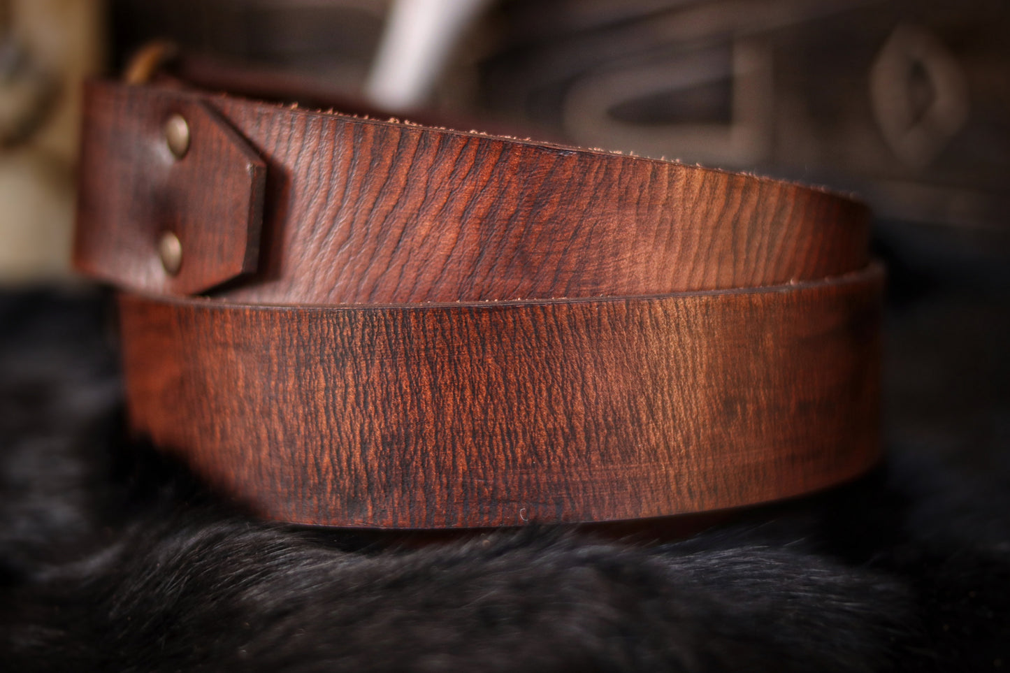 Handmade Leather long belt 40mm wide with Buckle and ring, Full-Grain Spanish Vegetable Tanned Leather with color options