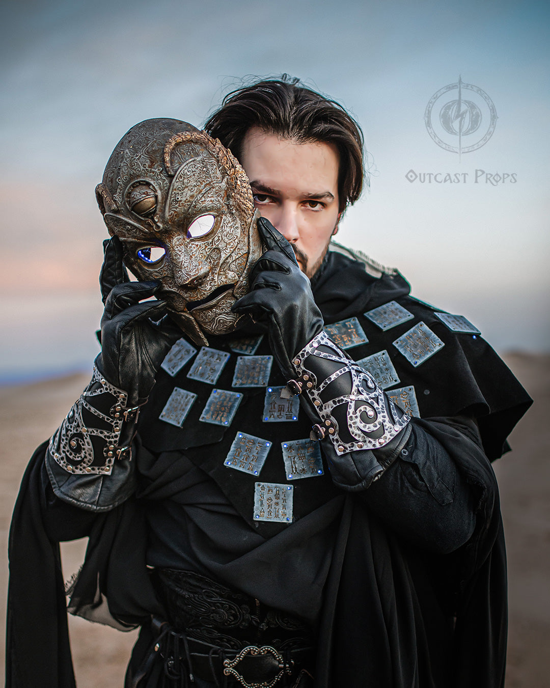 Dark Wizard bracers for larp costume and wizardry cosplay leather witchcraft handmade witcher armour, pair of bracers