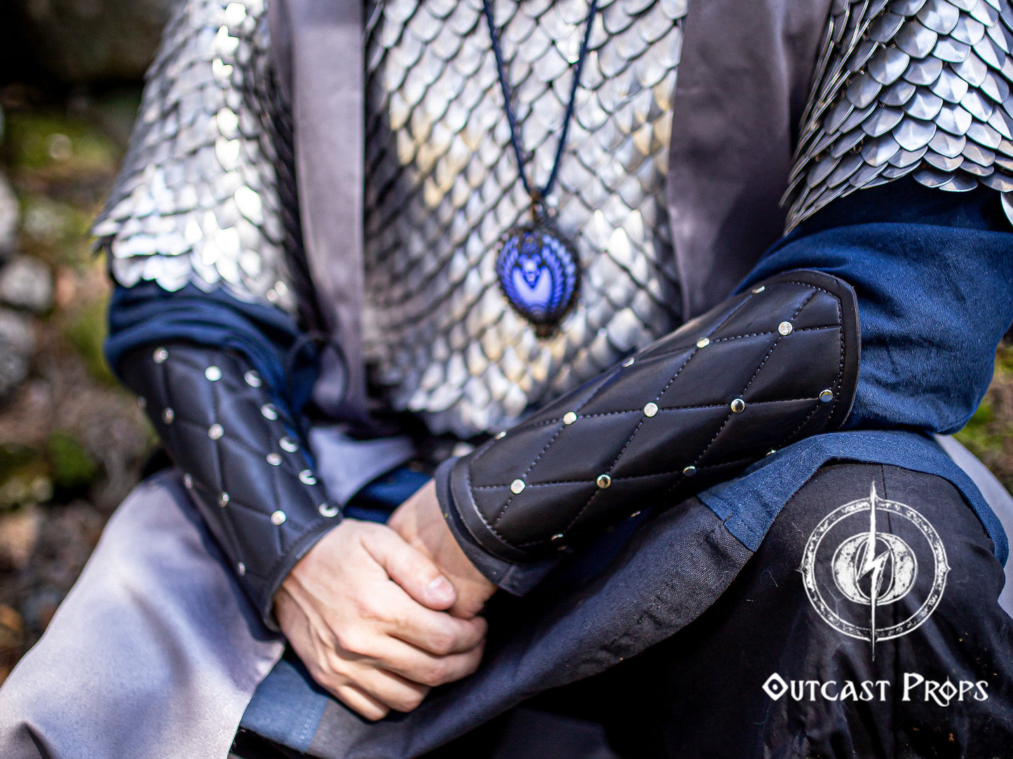 Falken leather bracers for noble costume LARP outfit medieval fantasy accessories for Ren Faire cosplay arm guards for knight character gear
