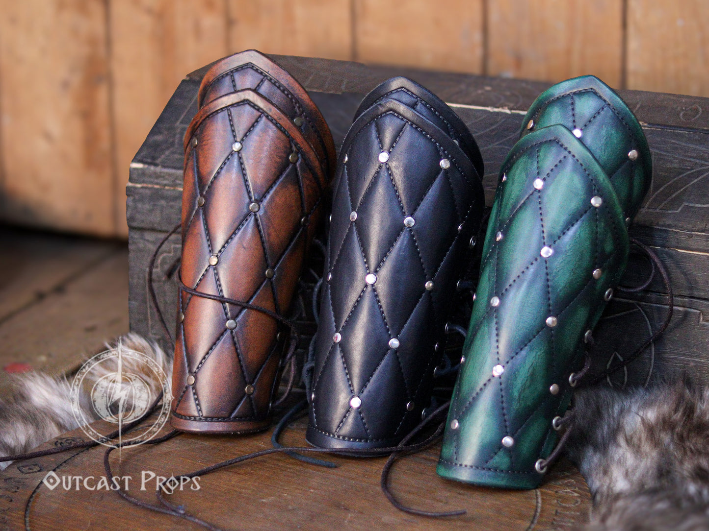 Falken leather bracers for noble costume LARP outfit medieval fantasy accessories for Ren Faire cosplay arm guards for knight character gear