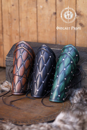 Falken leather bracers for noble costume LARP outfit medieval fantasy accessories for Ren Faire cosplay arm guards for knight character gear