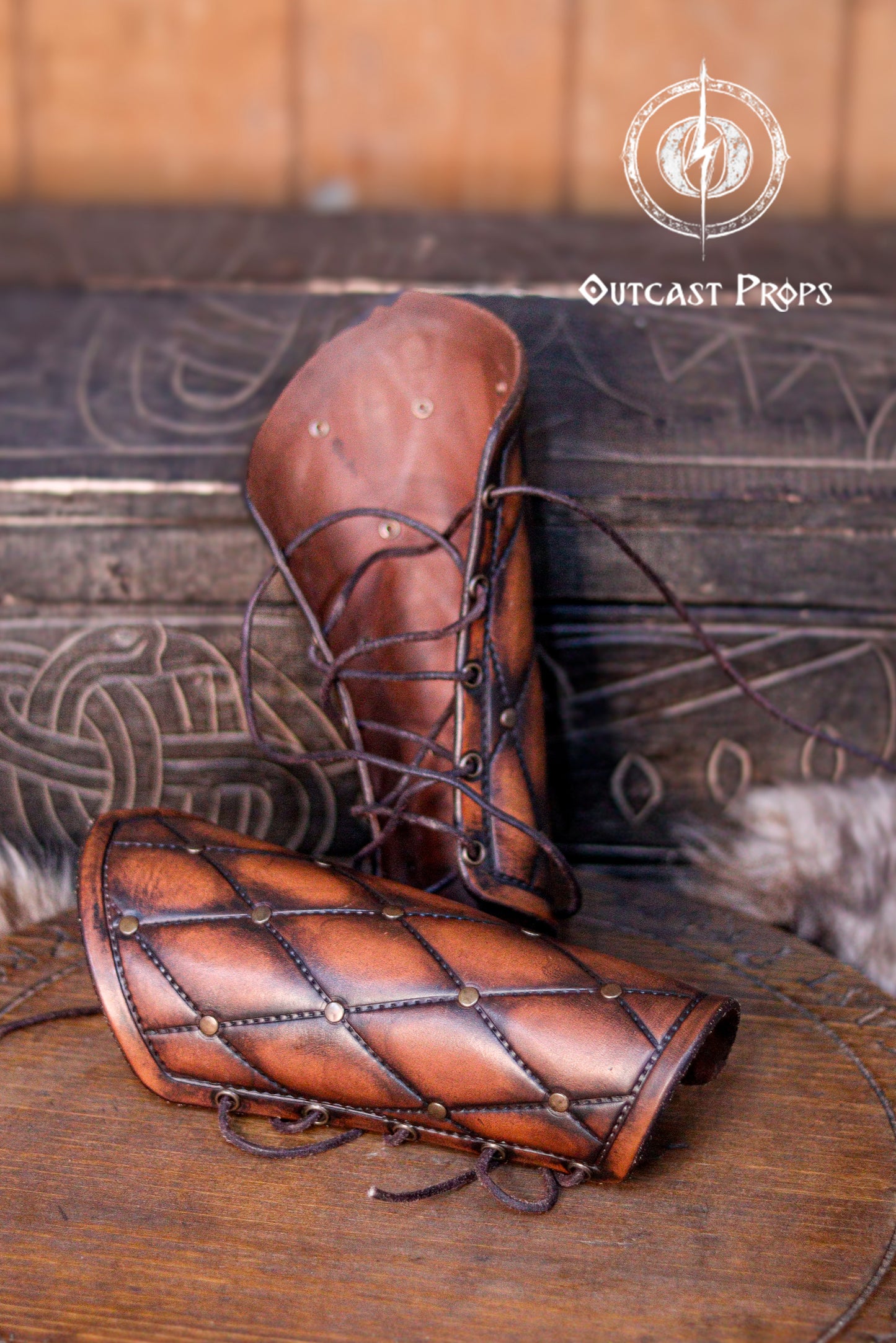 Falken leather bracers for noble costume LARP outfit medieval fantasy accessories for Ren Faire cosplay arm guards for knight character gear