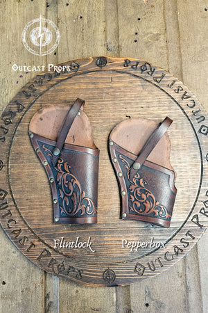 Large Ornated Leather Flintlock Holster