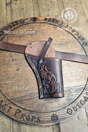 Large Ornated Leather Flintlock Holster