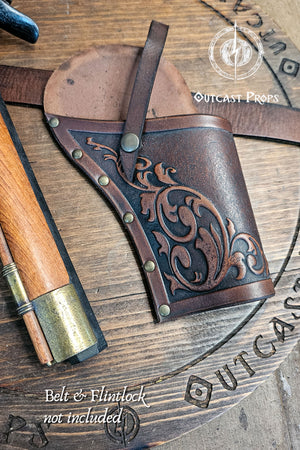 Large Ornated Leather Flintlock Holster
