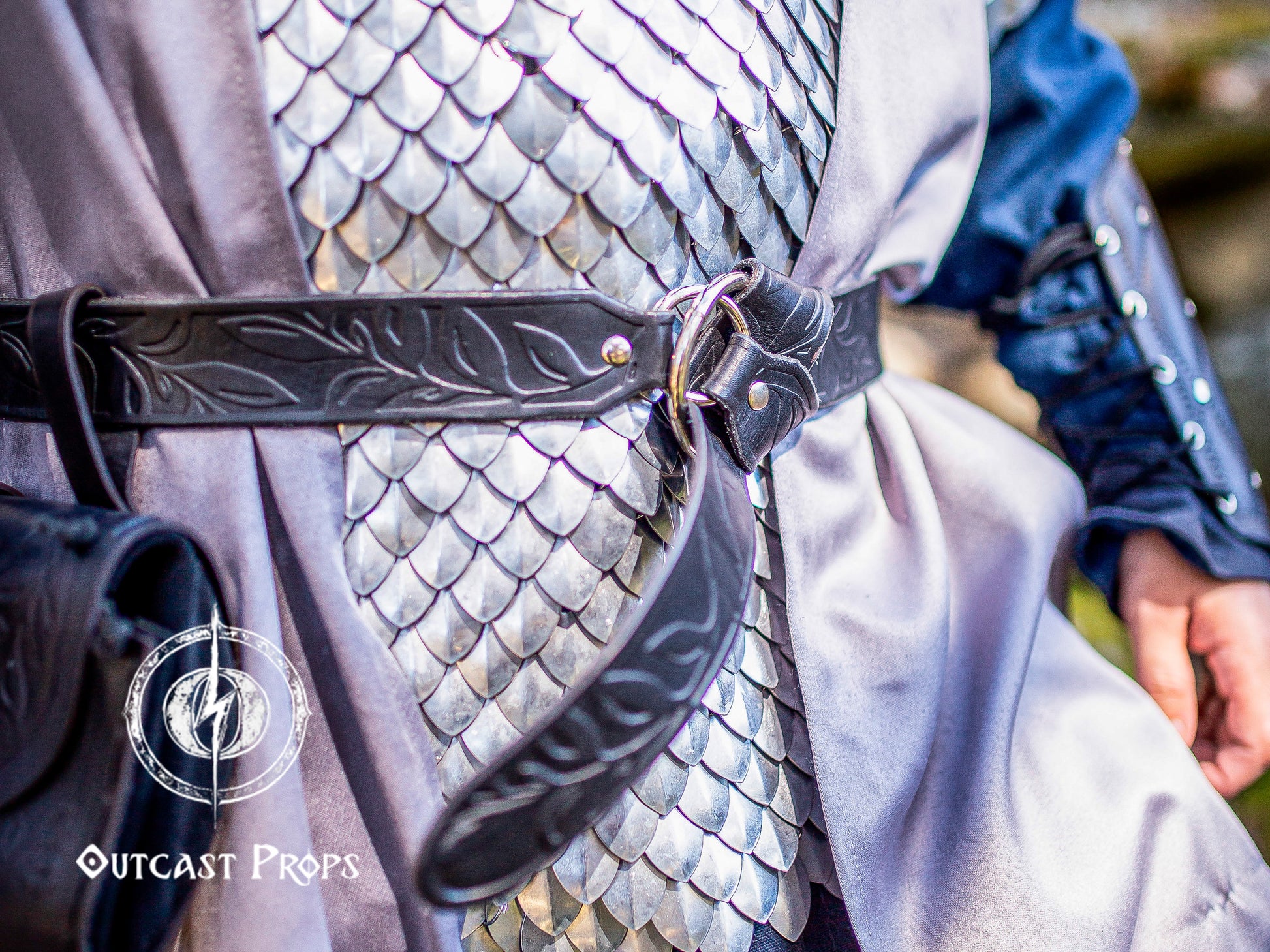 Handcrafted Floral Leather Belt with O-Rings for Fantasy LARP, Medieval Ren Faire, Elven Cosplay, and Festivals