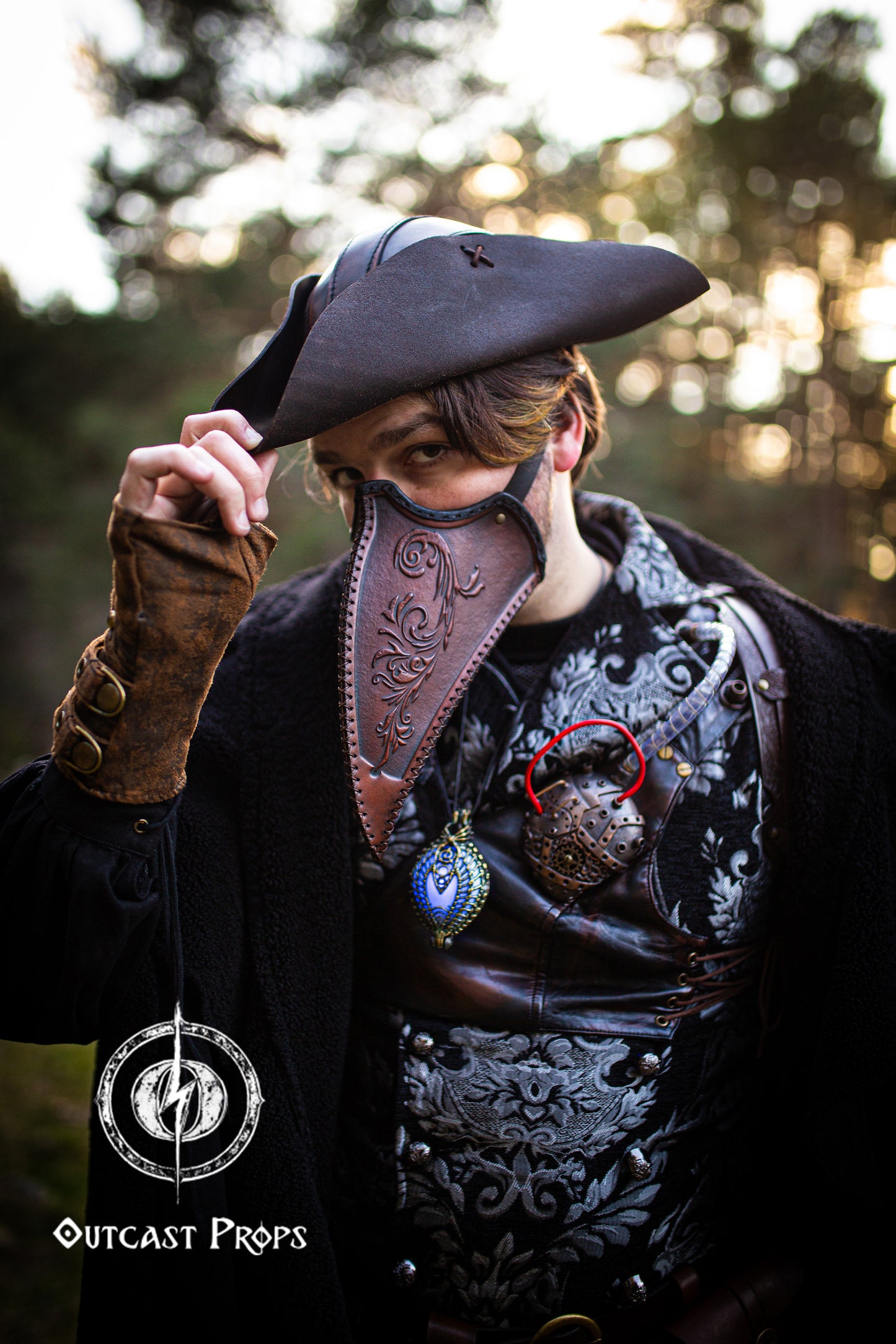 Plague Doctor Face Mask for use with disposable face masks or washable mask Leather pest mask steampunk halloween costume