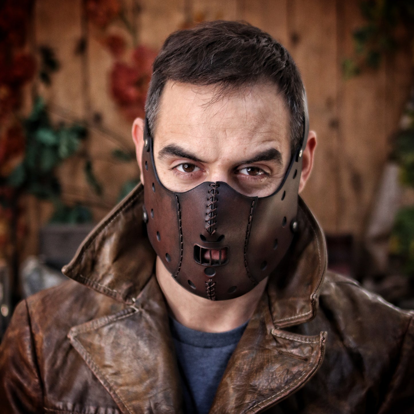 Hannibal Lecter Leather Face Mask horror mask Halloween mask,human muzzle, cannibal mask, cosplay costume or larp