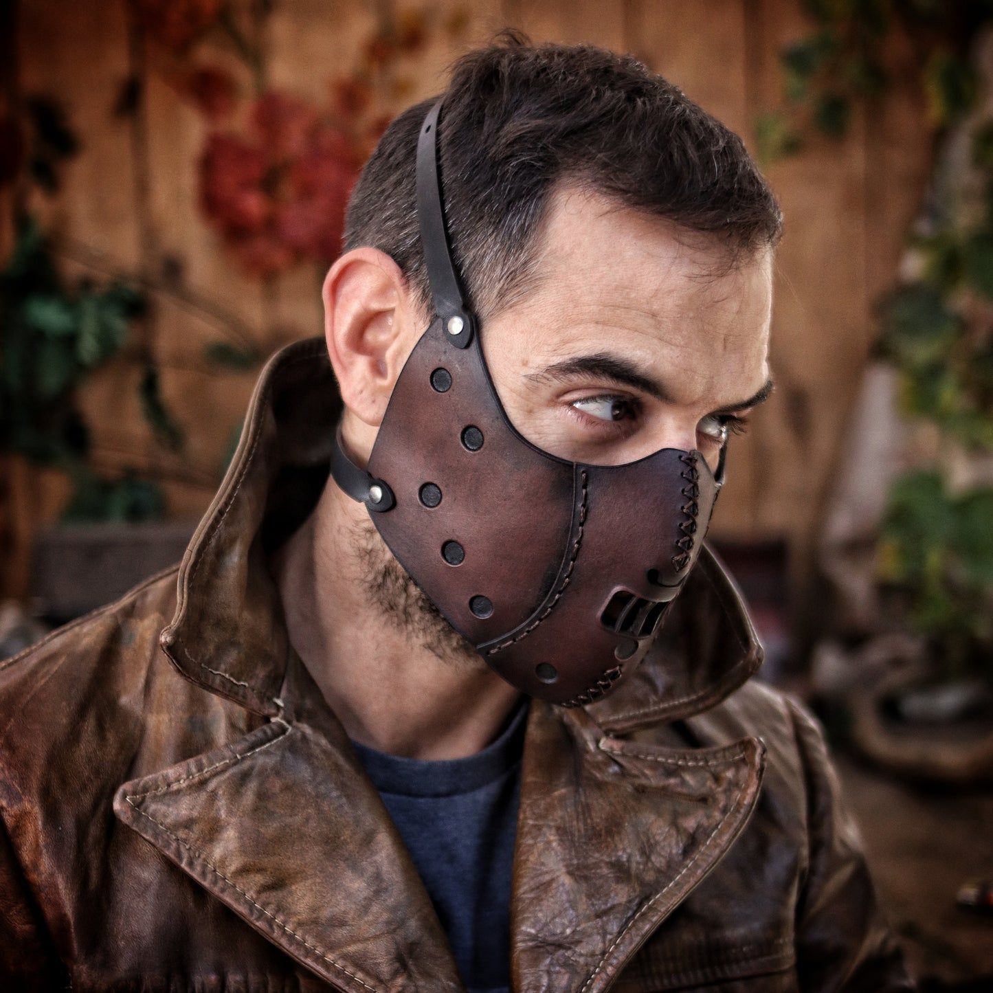 Hannibal Lecter Leather Face Mask horror mask Halloween mask,human muzzle, cannibal mask, cosplay costume or larp