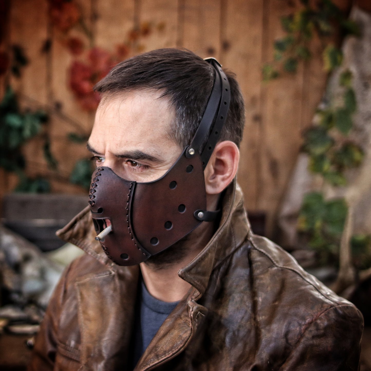 Hannibal Lecter Leather Face Mask horror mask Halloween mask,human muzzle, cannibal mask, cosplay costume or larp