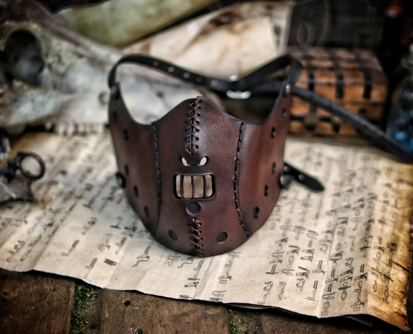 Hannibal Lecter Leather Face Mask horror mask Halloween mask,human muzzle, cannibal mask, cosplay costume or larp