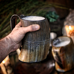 Horn Mug Carved Stripes 800-1200ml