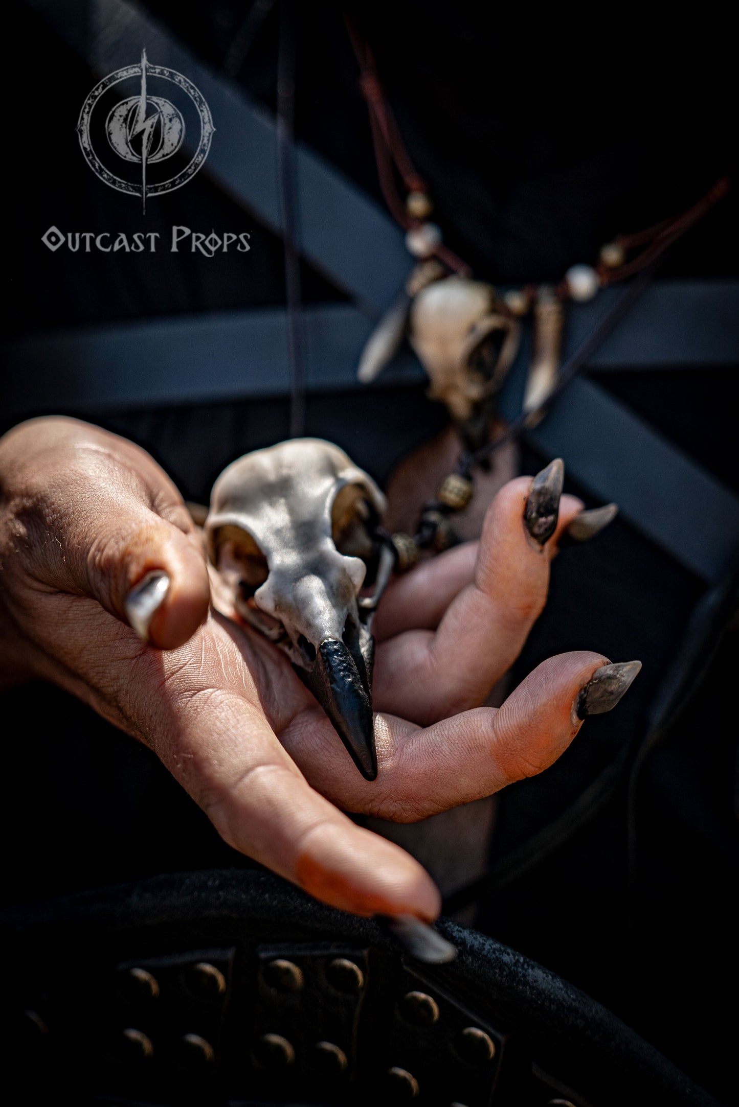 Raven Skull Bone Necklace