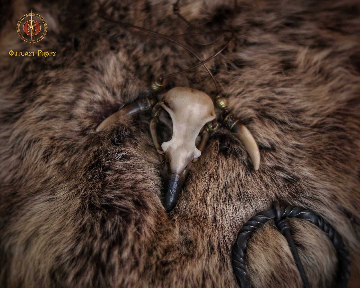 Raven Skull Bone Necklace