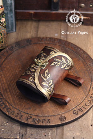 Floral Medieval Leather Hip Bag – Customization: Gold Details & Clasp