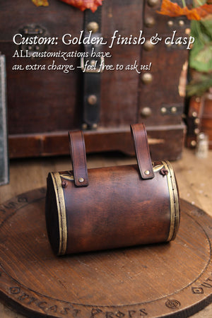 Floral Medieval Leather Hip Bag – Customization: Gold Details & Clasp