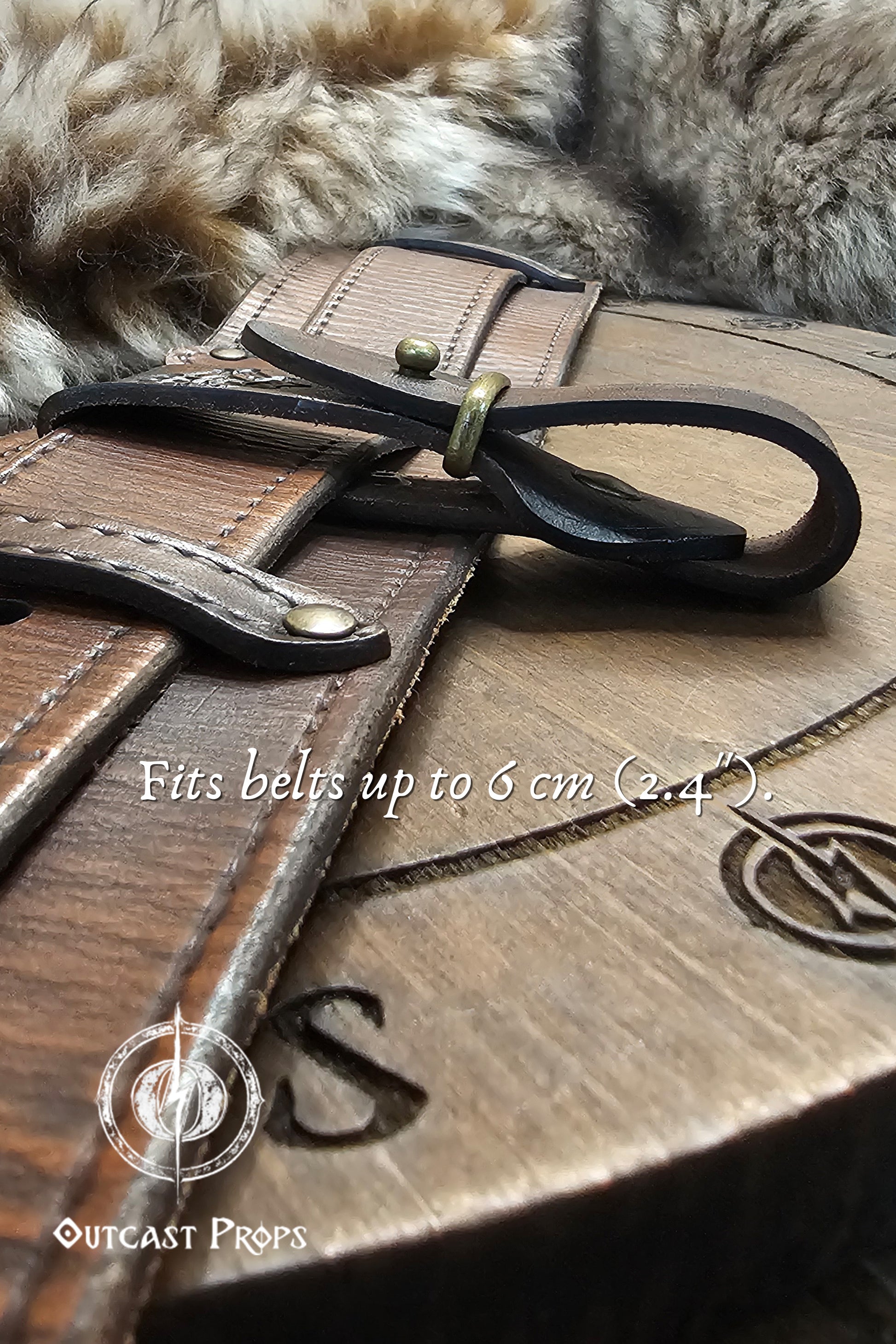 Medieval Leather Tankard Strap: Renaissance Faire Belt up to 6 cm or 2,4 inches. Accessory for Viking Cosplay, LARP, and Celtic Costumes