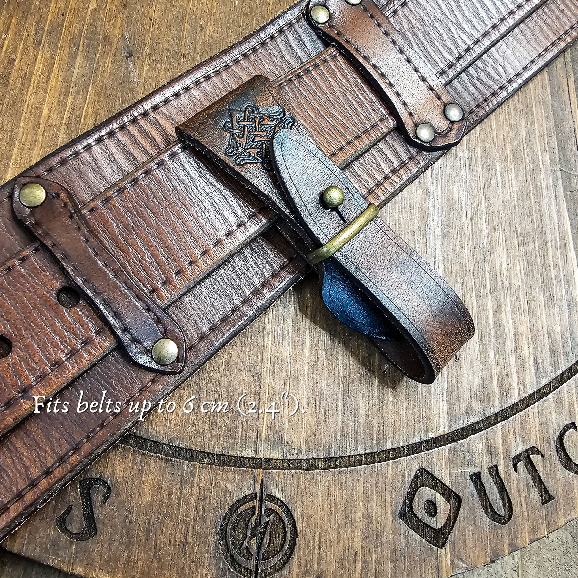 Medieval Leather Tankard Strap: Renaissance Faire Belt up to 6 cm or 2,4 inches. Accessory for Viking Cosplay, LARP, and Celtic Costumes