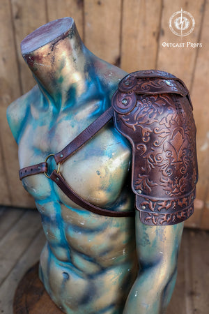 Steampunk Musketeer leather shoulder armor leather pauldron diesel punk wasteland shoulder armor burning man protect Dystopian larp