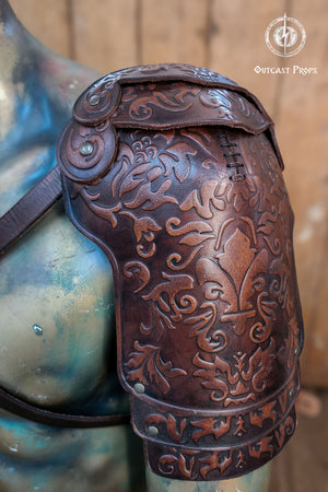 Steampunk Musketeer leather shoulder armor leather pauldron diesel punk wasteland shoulder armor burning man protect Dystopian larp