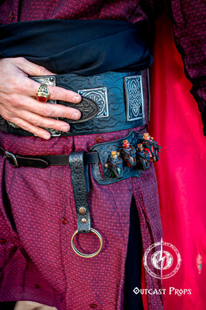 Ornated Belt potion holder | 5 potion Belt carrier | LARP, cosplay, fantasy alchemist accessory, adventurers, steampunk, alchemist, healers