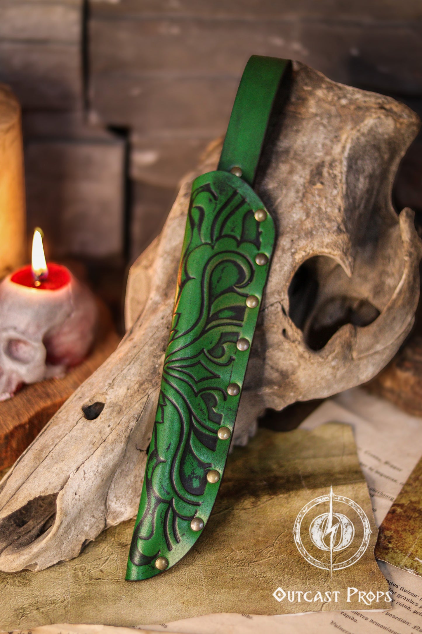 Ornated Wand Holster Rivetted