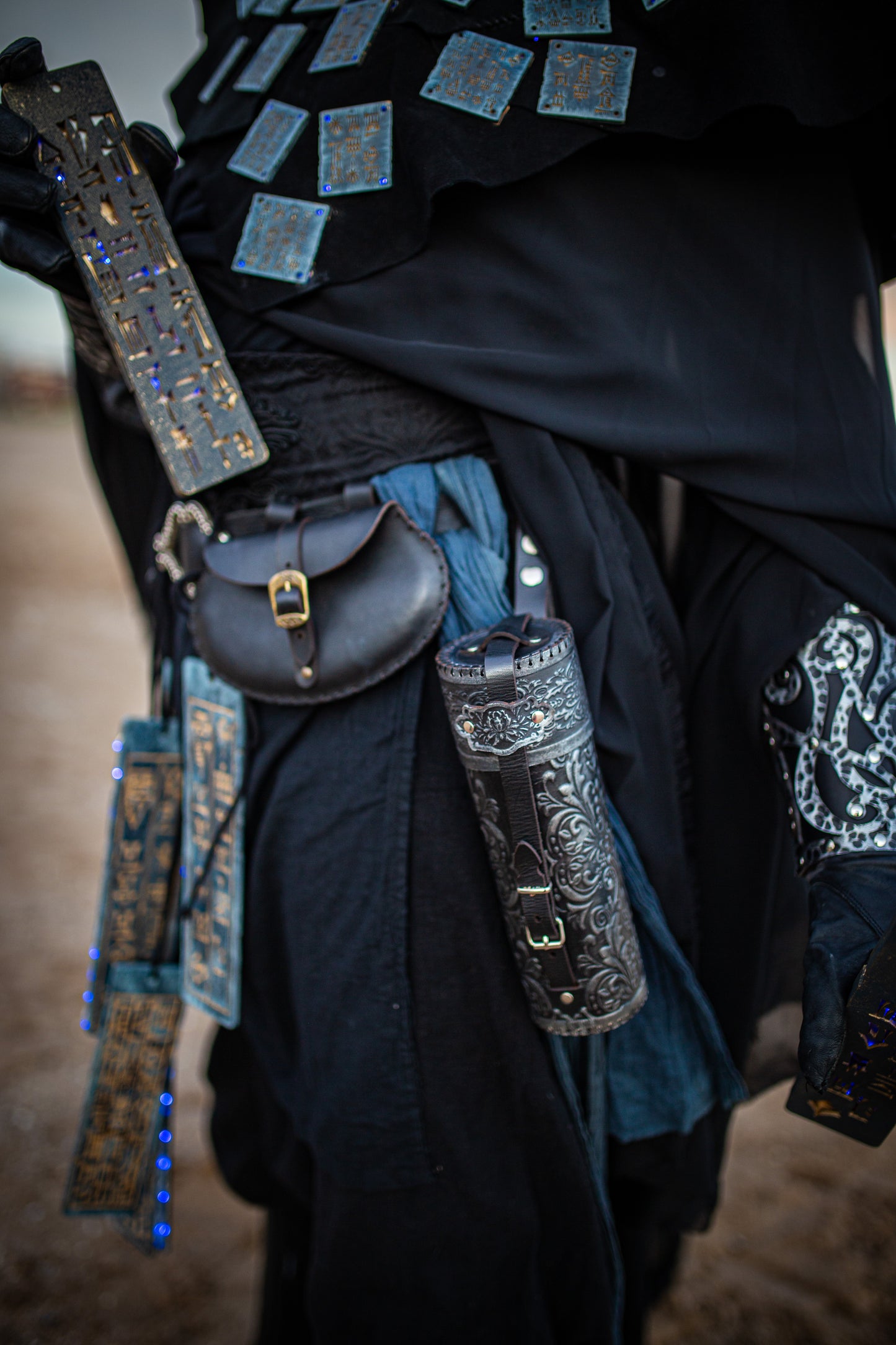 Ornated Leather Scroll Case: Exquisite document tube for cosplay and LARP, Messengers, Magicians, steampunk, reanaissance, fantasy costumes.