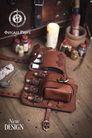 Leather Leg Harness Potion Holster: Alchemist LARP Steampunk Costume Accessory for Witch Herbologist