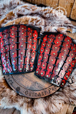 Samurai Dragon Leather Greaves