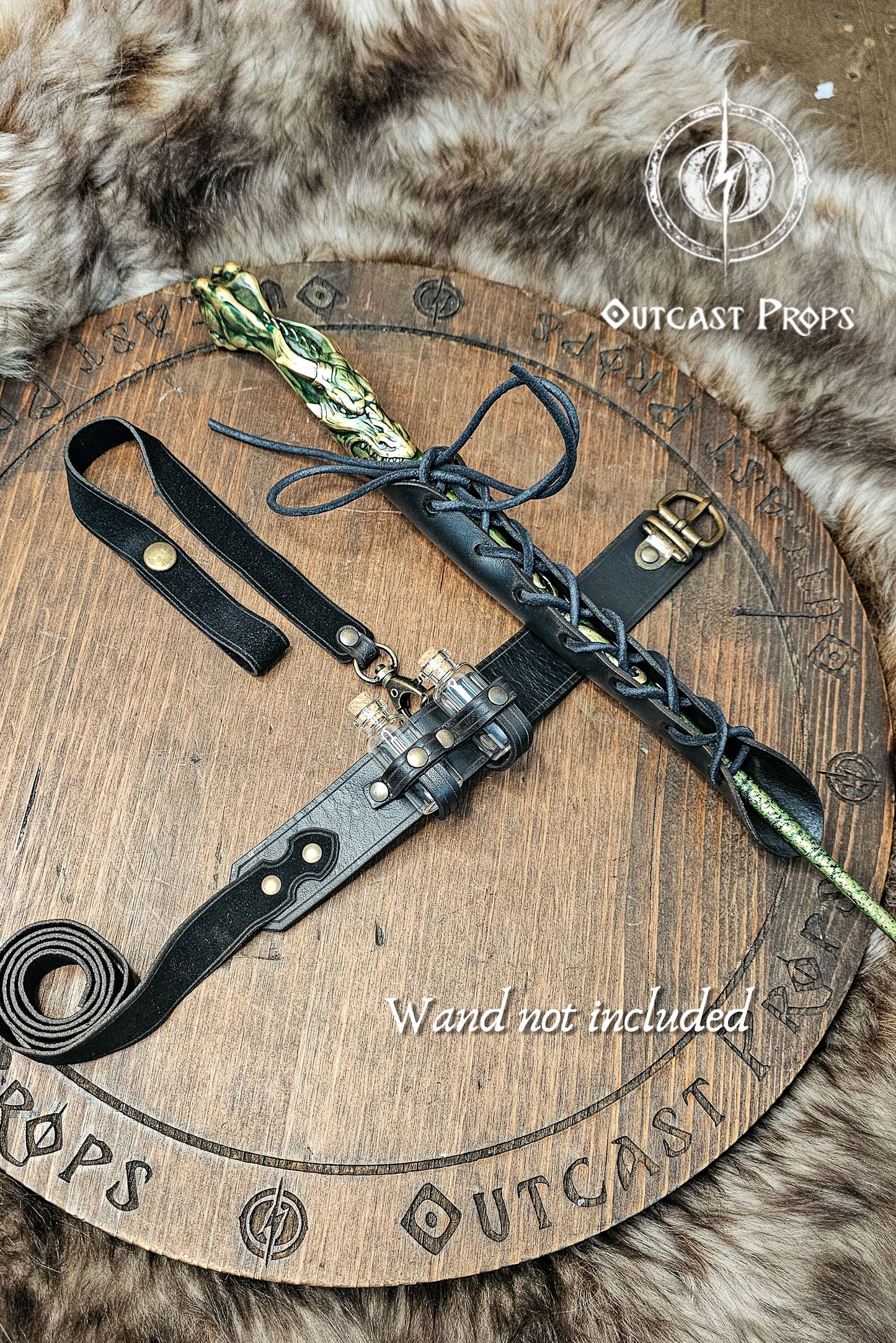 Wand leather garter Holster with potion