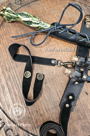 Wand leather garter Holster with potion