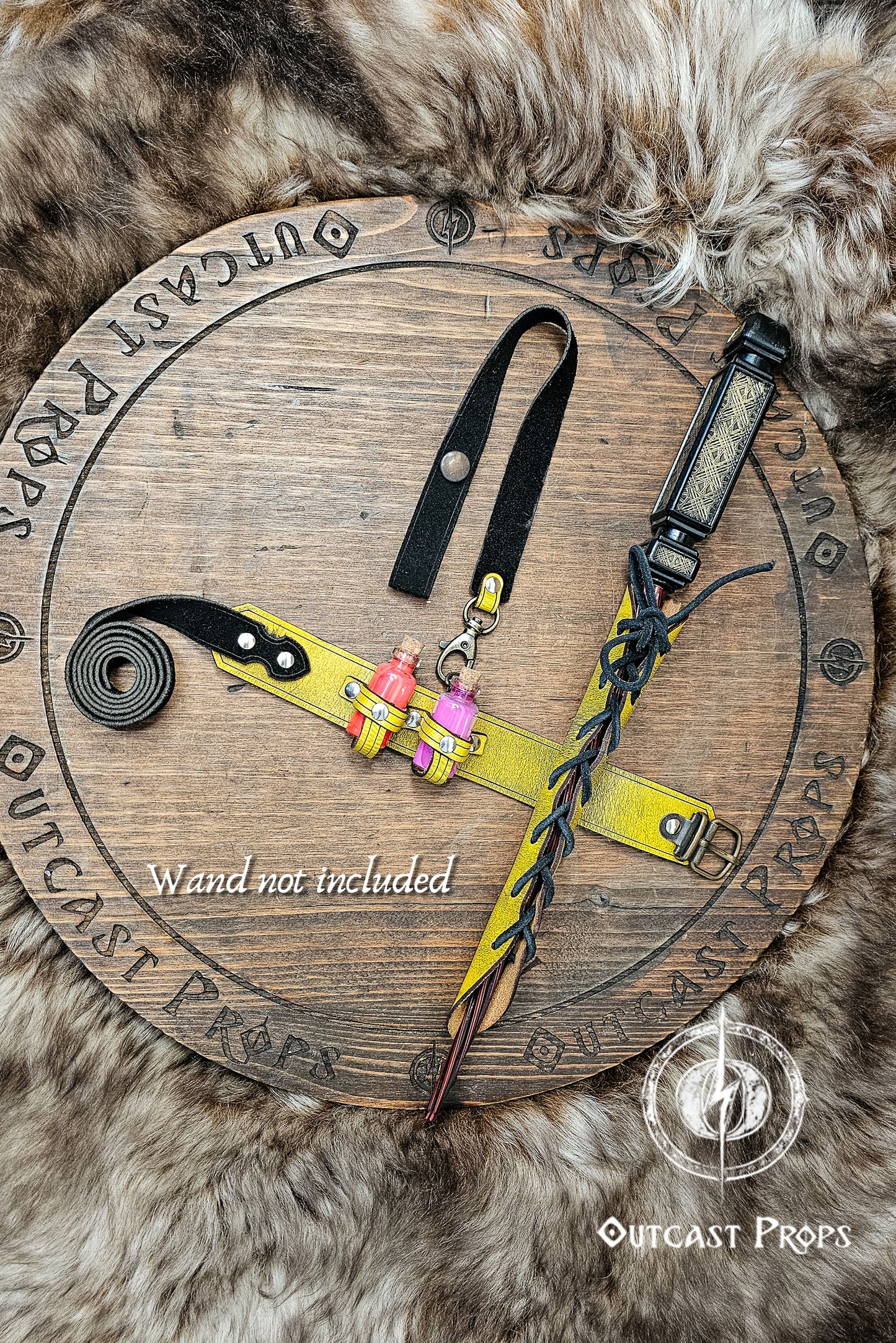Wand leather garter Holster with potion