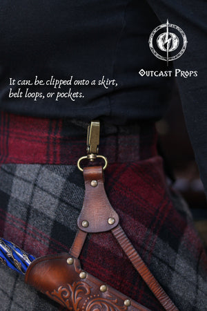 Clip On Leather Ornated Wand Holster