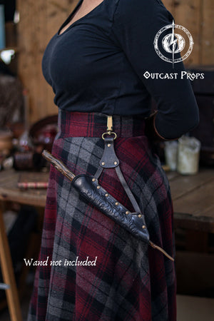Clip On Leather Ornated Wand Holster