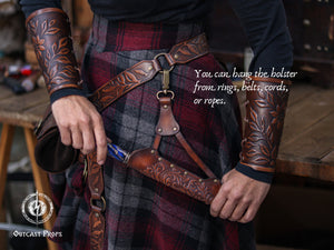 Clip On Leather Ornated Wand Holster