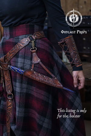 Clip On Leather Ornated Wand Holster